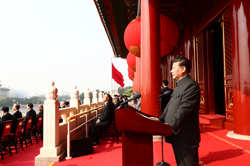 10月1日上午，慶祝中華人民共和國成立70周年大會(huì)在北京天安門廣場隆重舉行。中共中央總書記、國家主席、中央軍委主席習(xí)近平發(fā)表重要講話。